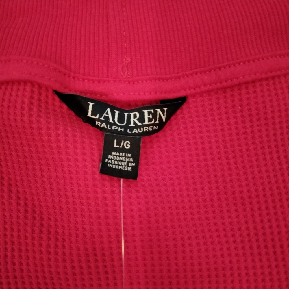 NWT L Ralph Lauren Red Waffle Knit Open Jacket - Picture 4 of 13